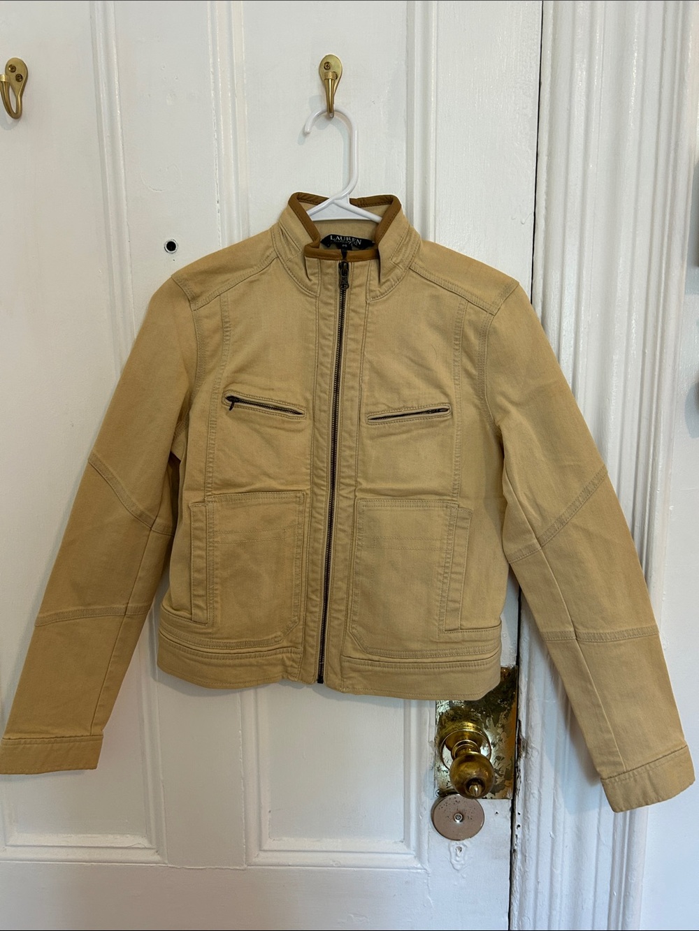Lauren Ralph Lauren Khaki Tan Zip-Up Field Jacket